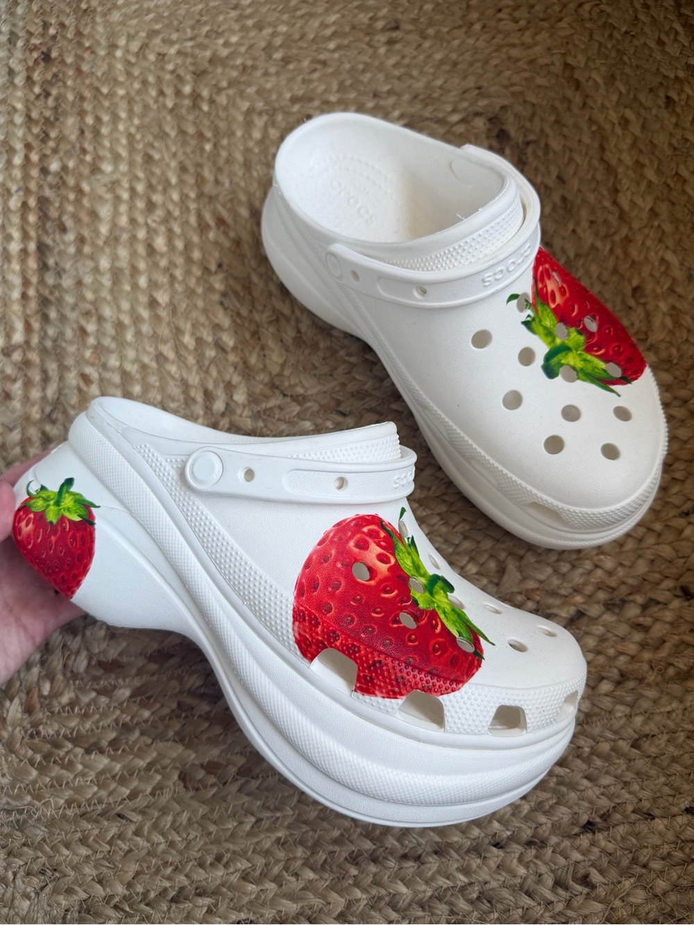 CROCS Strawberry Bae Fresh Fruit Platform Clogs Shoes Sandals